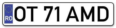Placuta inmatriculare numar auto  OT-71-AMD, OT 71 AMD, OT71AMD