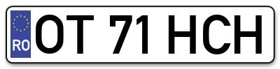 Placuta inmatriculare numar auto  OT-71-HCH, OT 71 HCH, OT71HCH