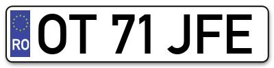 Placuta inmatriculare numar auto  OT-71-JFE, OT 71 JFE, OT71JFE