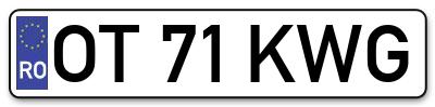 Placuta inmatriculare numar auto  OT-71-KWG, OT 71 KWG, OT71KWG