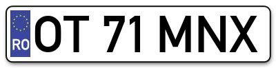 Placuta inmatriculare numar auto  OT-71-MNX, OT 71 MNX, OT71MNX