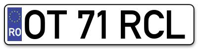 Placuta inmatriculare numar auto  OT-71-RCL, OT 71 RCL, OT71RCL