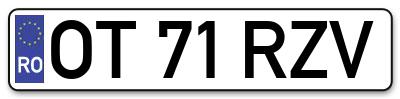 Placuta inmatriculare numar auto  OT-71-RZV, OT 71 RZV, OT71RZV