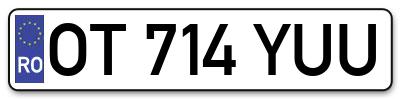 Placuta inmatriculare numar auto  OT-714-YUU, OT 714 YUU, OT714YUU