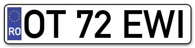 Placuta inmatriculare numar auto  OT-72-EWI, OT 72 EWI, OT72EWI