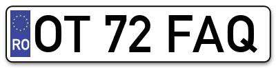 Placuta inmatriculare numar auto  OT-72-FAQ, OT 72 FAQ, OT72FAQ