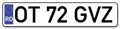 Placuta inmatriculare numar auto  OT-72-GVZ, OT 72 GVZ, OT72GVZ