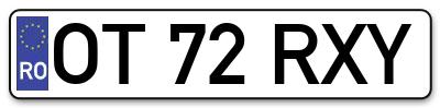Placuta inmatriculare numar auto  OT-72-RXY, OT 72 RXY, OT72RXY