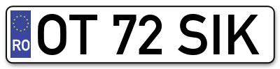 Placuta inmatriculare numar auto  OT-72-SIK, OT 72 SIK, OT72SIK