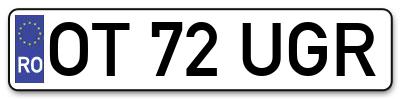 Placuta inmatriculare numar auto  OT-72-UGR, OT 72 UGR, OT72UGR