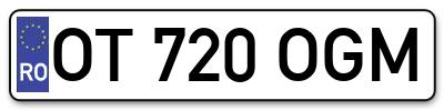 Placuta inmatriculare numar auto  OT-720-OGM, OT 720 OGM, OT720OGM