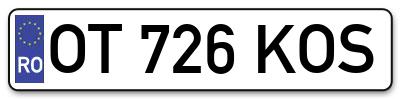 Placuta inmatriculare numar auto  OT-726-KOS, OT 726 KOS, OT726KOS