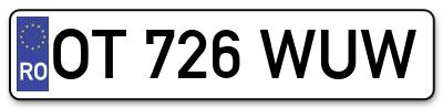 Placuta inmatriculare numar auto  OT-726-WUW, OT 726 WUW, OT726WUW