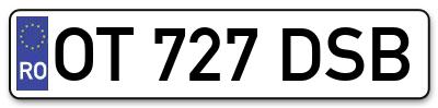 Placuta inmatriculare numar auto  OT-727-DSB, OT 727 DSB, OT727DSB