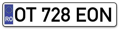Placuta inmatriculare numar auto  OT-728-EON, OT 728 EON, OT728EON