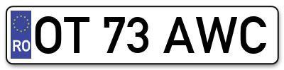 Placuta inmatriculare numar auto  OT-73-AWC, OT 73 AWC, OT73AWC