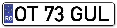 Placuta inmatriculare numar auto  OT-73-GUL, OT 73 GUL, OT73GUL