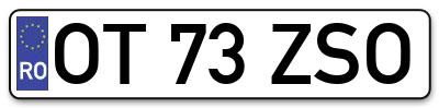 Placuta inmatriculare numar auto  OT-73-ZSO, OT 73 ZSO, OT73ZSO