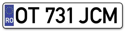 Placuta inmatriculare numar auto  OT-731-JCM, OT 731 JCM, OT731JCM