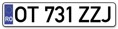 Placuta inmatriculare numar auto  OT-731-ZZJ, OT 731 ZZJ, OT731ZZJ