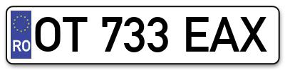 Placuta inmatriculare numar auto  OT-733-EAX, OT 733 EAX, OT733EAX