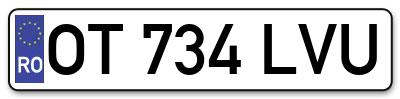 Placuta inmatriculare numar auto  OT-734-LVU, OT 734 LVU, OT734LVU