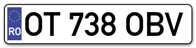 Placuta inmatriculare numar auto  OT-738-OBV, OT 738 OBV, OT738OBV