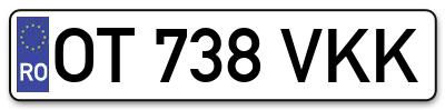 Placuta inmatriculare numar auto  OT-738-VKK, OT 738 VKK, OT738VKK