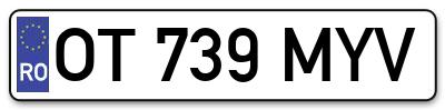 Placuta inmatriculare numar auto  OT-739-MYV, OT 739 MYV, OT739MYV