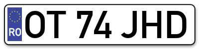 Placuta inmatriculare numar auto  OT-74-JHD, OT 74 JHD, OT74JHD