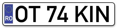 Placuta inmatriculare numar auto  OT-74-KIN, OT 74 KIN, OT74KIN