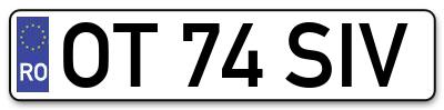 Placuta inmatriculare numar auto  OT-74-SIV, OT 74 SIV, OT74SIV