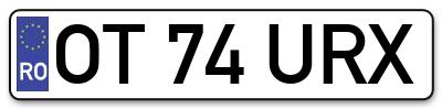 Placuta inmatriculare numar auto  OT-74-URX, OT 74 URX, OT74URX