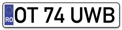 Placuta inmatriculare numar auto  OT-74-UWB, OT 74 UWB, OT74UWB