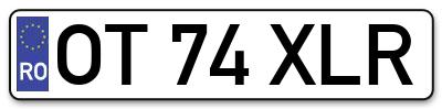 Placuta inmatriculare numar auto  OT-74-XLR, OT 74 XLR, OT74XLR