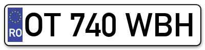 Placuta inmatriculare numar auto  OT-740-WBH, OT 740 WBH, OT740WBH