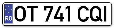 Placuta inmatriculare numar auto  OT-741-CQI, OT 741 CQI, OT741CQI