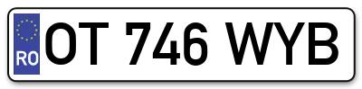 Placuta inmatriculare numar auto  OT-746-WYB, OT 746 WYB, OT746WYB