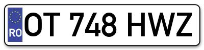 Placuta inmatriculare numar auto  OT-748-HWZ, OT 748 HWZ, OT748HWZ