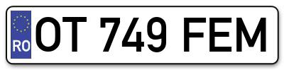 Placuta inmatriculare numar auto  OT-749-FEM, OT 749 FEM, OT749FEM