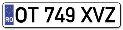 Placuta inmatriculare numar auto  OT-749-XVZ, OT 749 XVZ, OT749XVZ