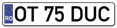Placuta inmatriculare numar auto  OT-75-DUC, OT 75 DUC, OT75DUC