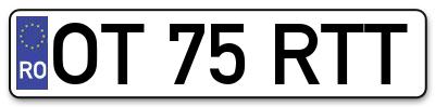Placuta inmatriculare numar auto  OT-75-RTT, OT 75 RTT, OT75RTT