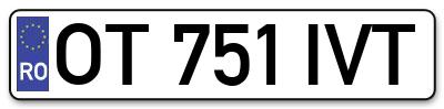 Placuta inmatriculare numar auto  OT-751-IVT, OT 751 IVT, OT751IVT