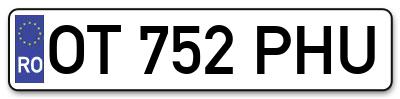 Placuta inmatriculare numar auto  OT-752-PHU, OT 752 PHU, OT752PHU
