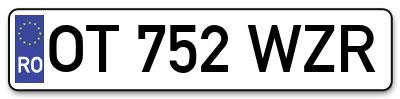 Placuta inmatriculare numar auto  OT-752-WZR, OT 752 WZR, OT752WZR