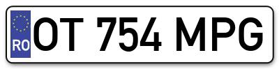 Placuta inmatriculare numar auto  OT-754-MPG, OT 754 MPG, OT754MPG