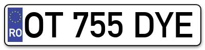 Placuta inmatriculare numar auto  OT-755-DYE, OT 755 DYE, OT755DYE