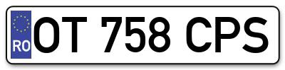 Placuta inmatriculare numar auto  OT-758-CPS, OT 758 CPS, OT758CPS