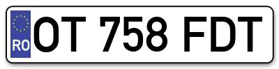 Placuta inmatriculare numar auto  OT-758-FDT, OT 758 FDT, OT758FDT